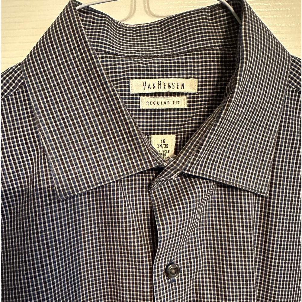 Van Heusen casual button down 16 neck 34/35 arm -blue/black/white
